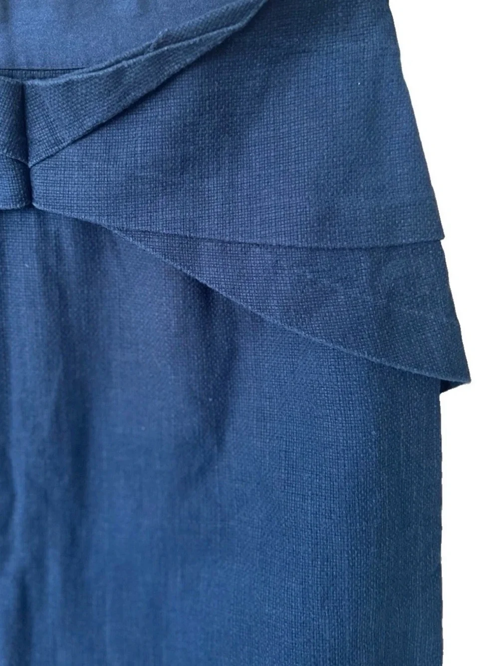* Girls From Savoy Yumi Origami Linen Blend Pencil Skirt Blue 8 Anthropologie